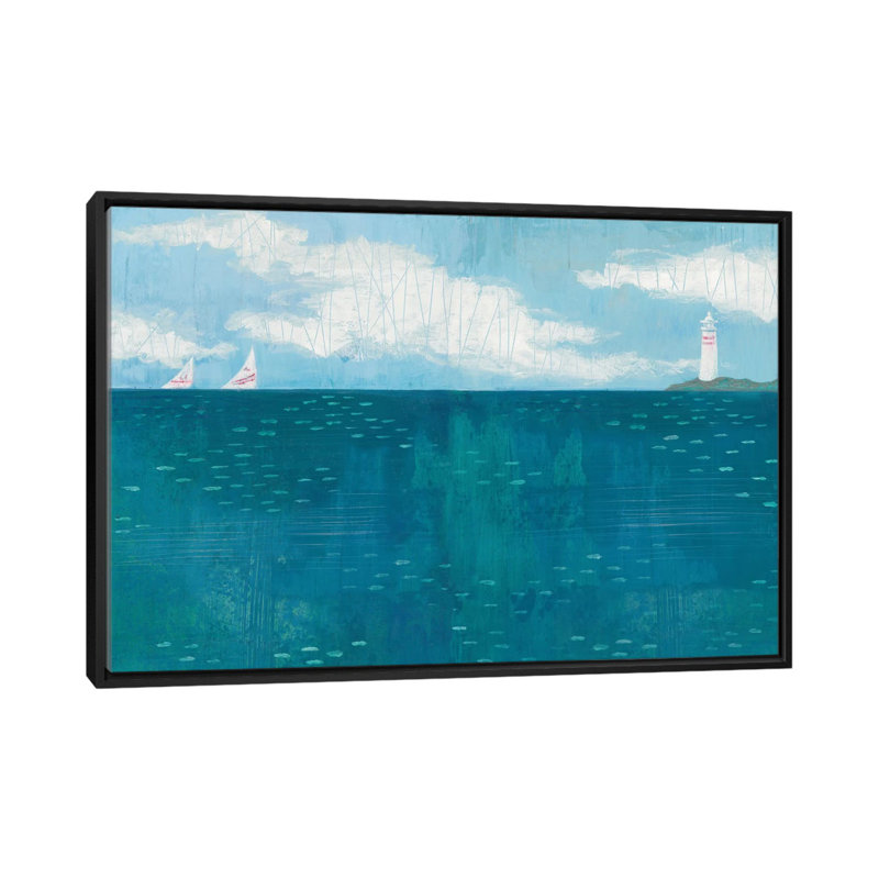 « phare voile », reproduction d’art sur toile, H 32 po x l 48 po x P 1,5 po, Toile avec cadre noir, Pas de tapis