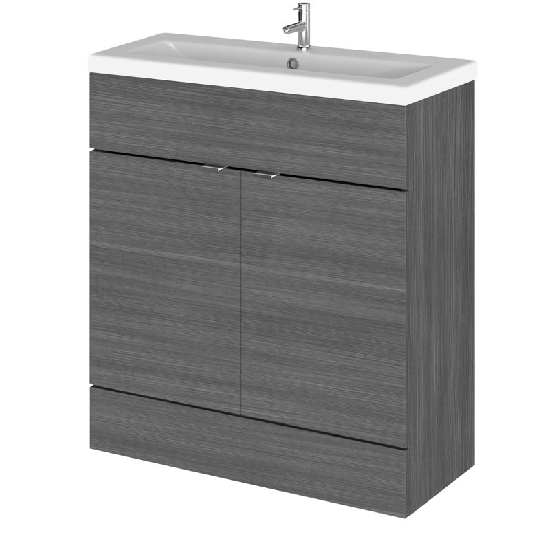 Fusion 805mm Single Bathroom Vanity with Integrated Basin, Anthracite Woodgrain