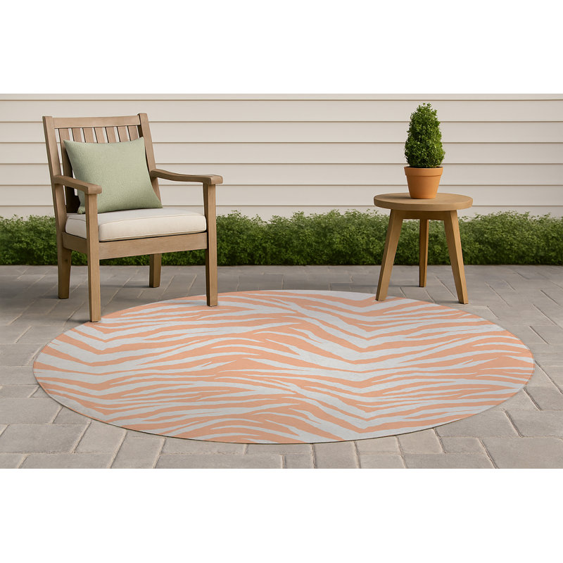 Tapis d'extérieur antidérapant à motif zébré, Rond 5 pi