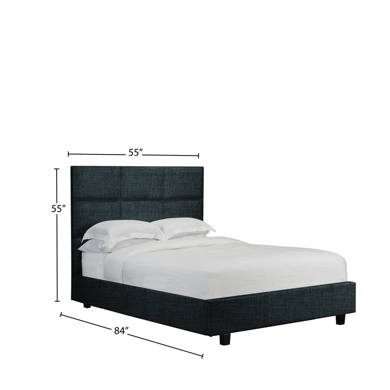 Lit plateforme avec rangement rembourré Hadleigh, Denim, Double