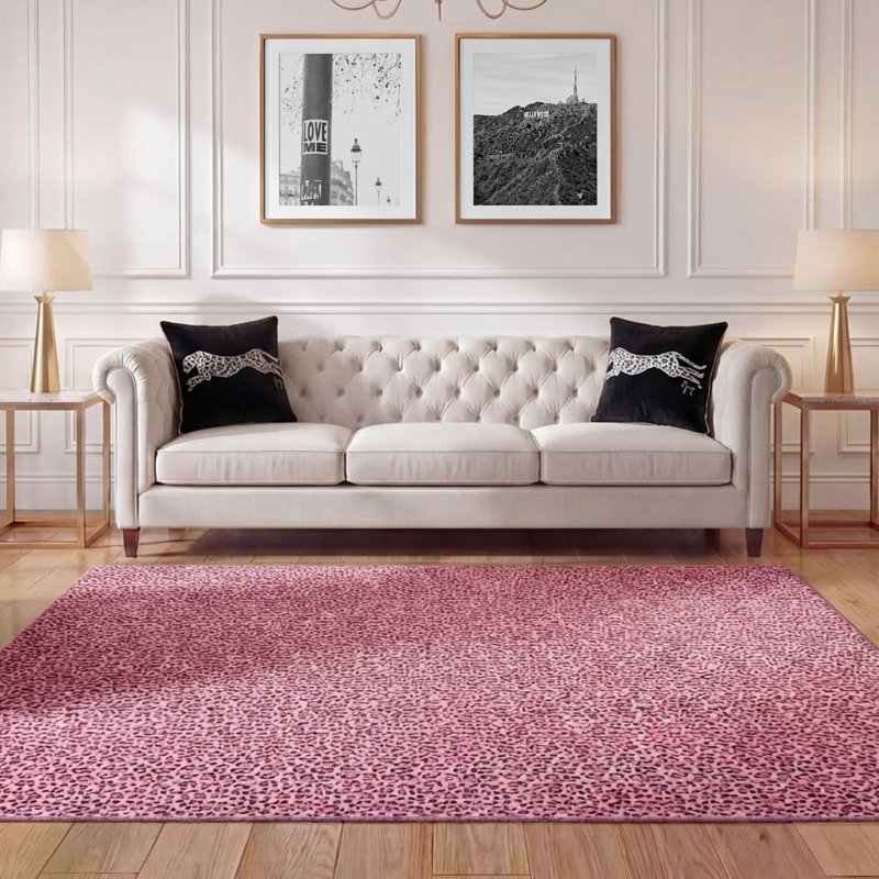  Finely Machine Washable Area Rugs, Light Pink Paw, 7'10 x 10'