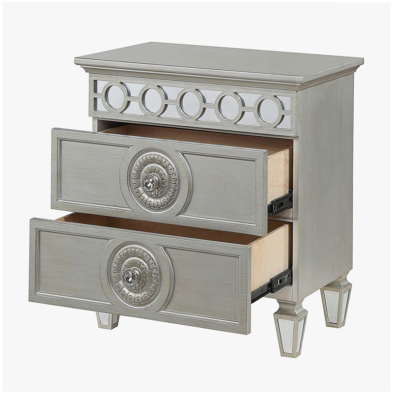 Table de chevet 2 tiroirs Silver