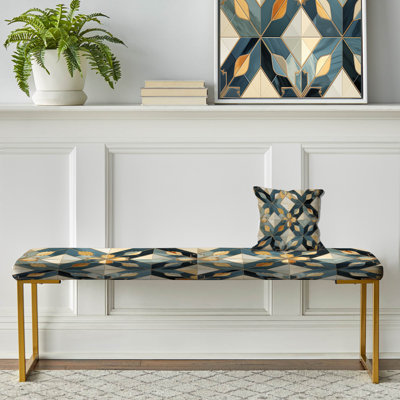 Paddy - Geometric Upholstered Gold Bench
