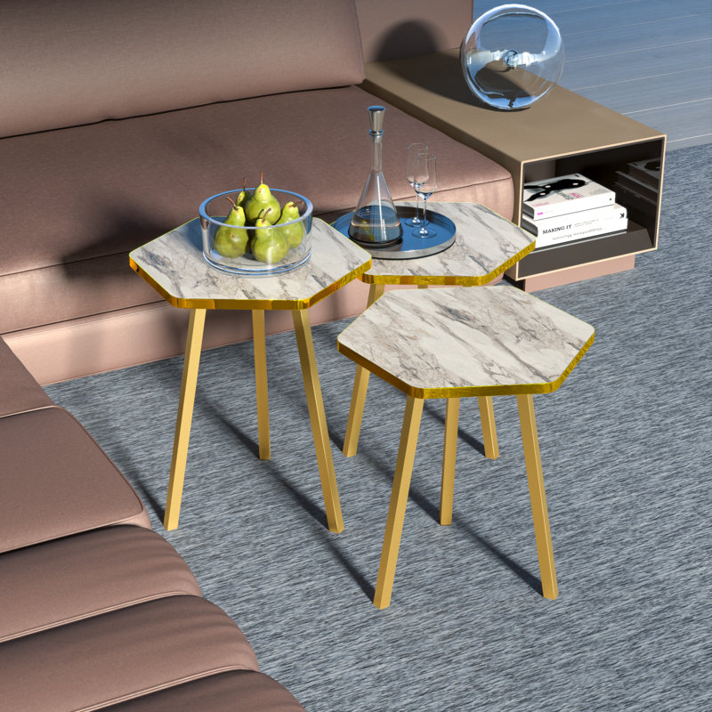 Ensemble de tables de bout Irsah, gris, Or