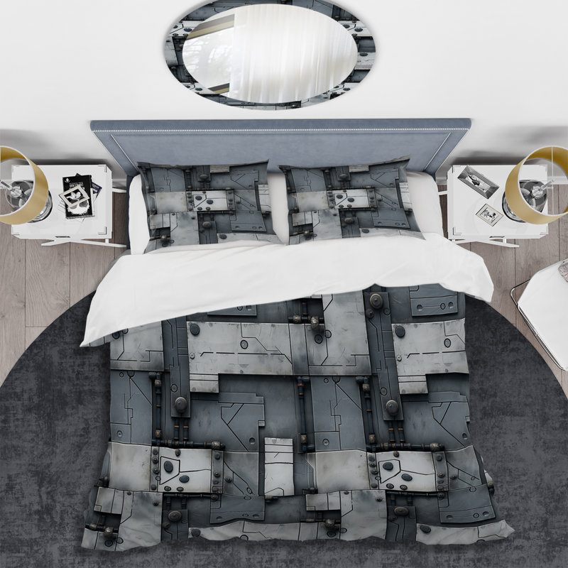 Ensemble de housse de couette Industrial, Housse de couette simple + 1 taie décorative stan
