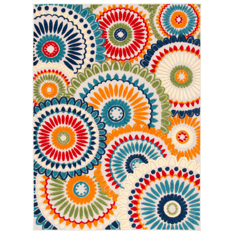 Dellie Performance Geometric Indoor/Outdoor Area Rug, Rectangle 9' x 12'