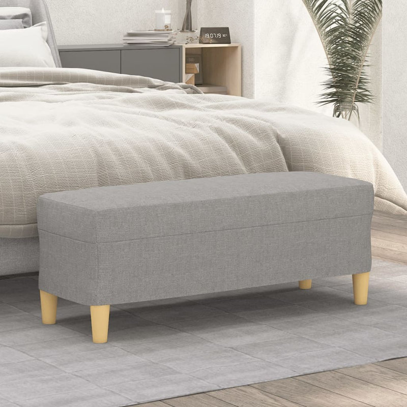 Banc rembourré avec siège rembourré pour tissu de chambre à coucher Mykailah, H 16,1 po x l 27,6 po x P 13,8 po, Gris clair