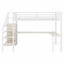 Lit mezzanine avec bureau en L et port USB, garde-robe, tablette et DEL