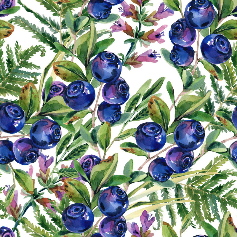 Blueberry Wallpaper Floral Roll