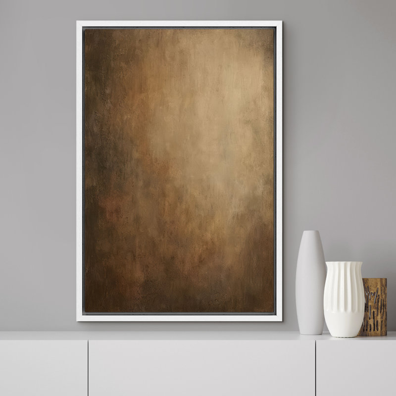 «Warm Brown Abstract Gradient Art», reproduction d'art sur toile encadrée, H 24 po x l 16 po x P 1,5 po, Cadre flottant blanc