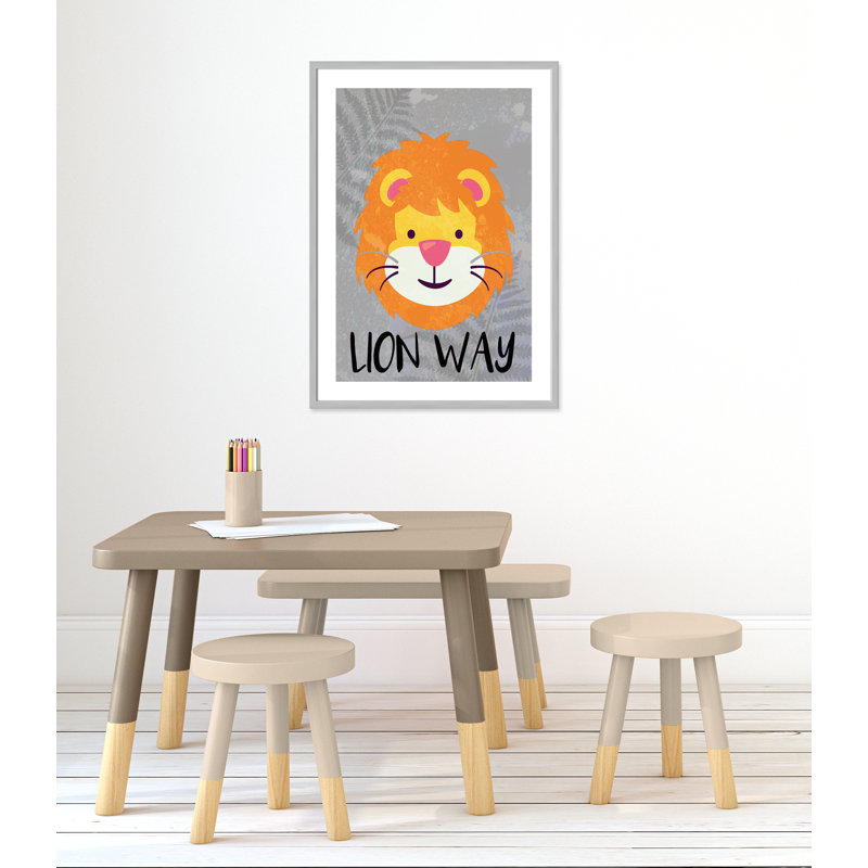 Impression sur papier Lion Way, H 34,5 po x l 24 po x P 1,18 po, Encadré de boîte argent