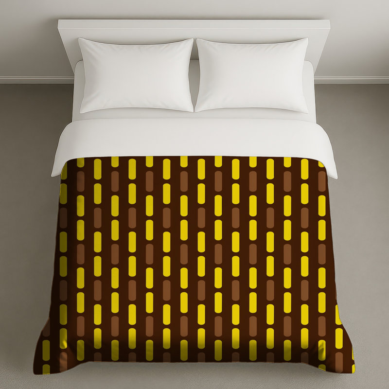 Housses de couette à rayures brunes et jaunes, Queen