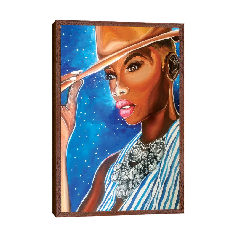 Fashionista - Painting on Canvas, Classic Brown Wood Framed, 66.04cm H x 45.72cm W x 3.81cm D