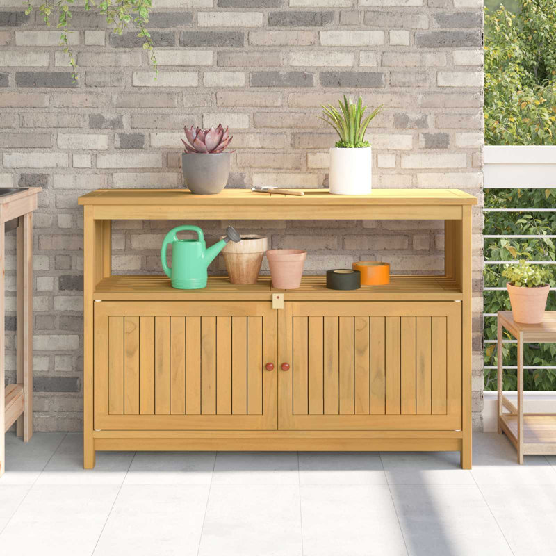  Console de jardin lumineuse en acacia 43,31 po x 13,78 po x 29,53 po, H 29,5 po x l 43,3 po x P 13,8 po, Acacia clair