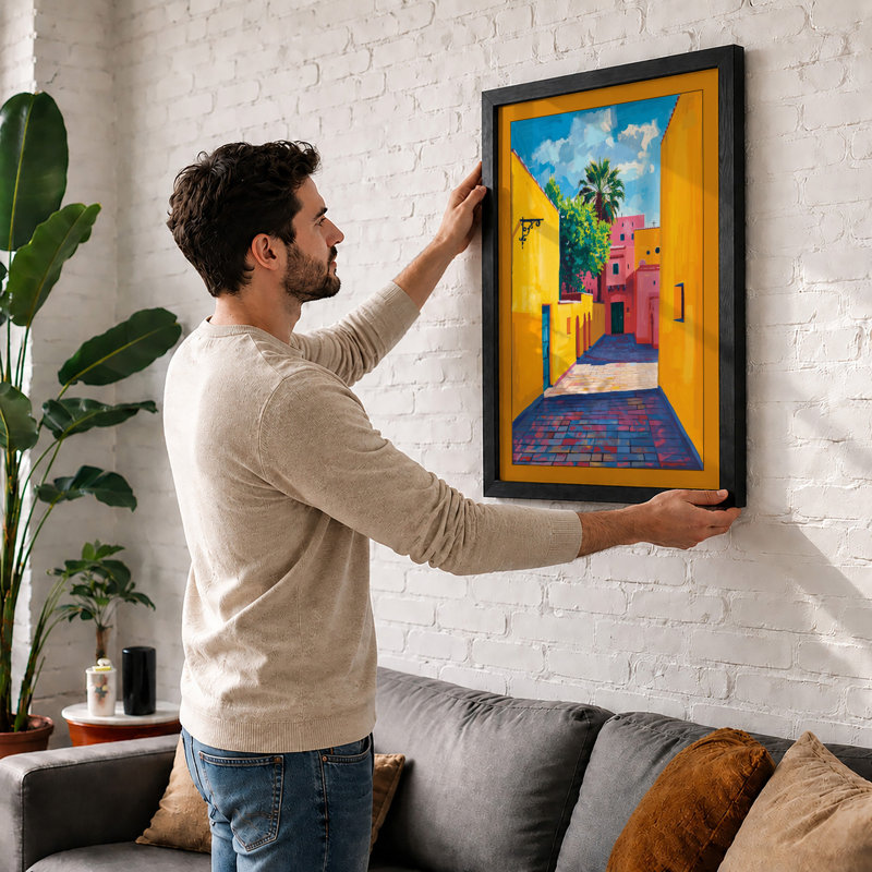 Alleyway to Paradise Coastal - Framed Print, A2 - 59.4 x 42.0 cm, Oak