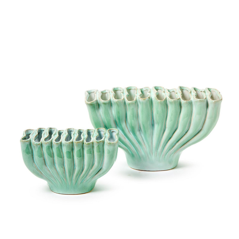 Ensemble de 2 vases en céramique Celadon, H 7 po