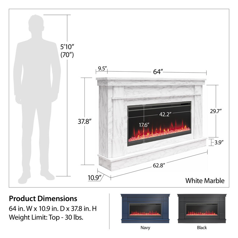 Novogratz Waverly Wide Mantel with Linear Electric Fireplace & Reviews ...