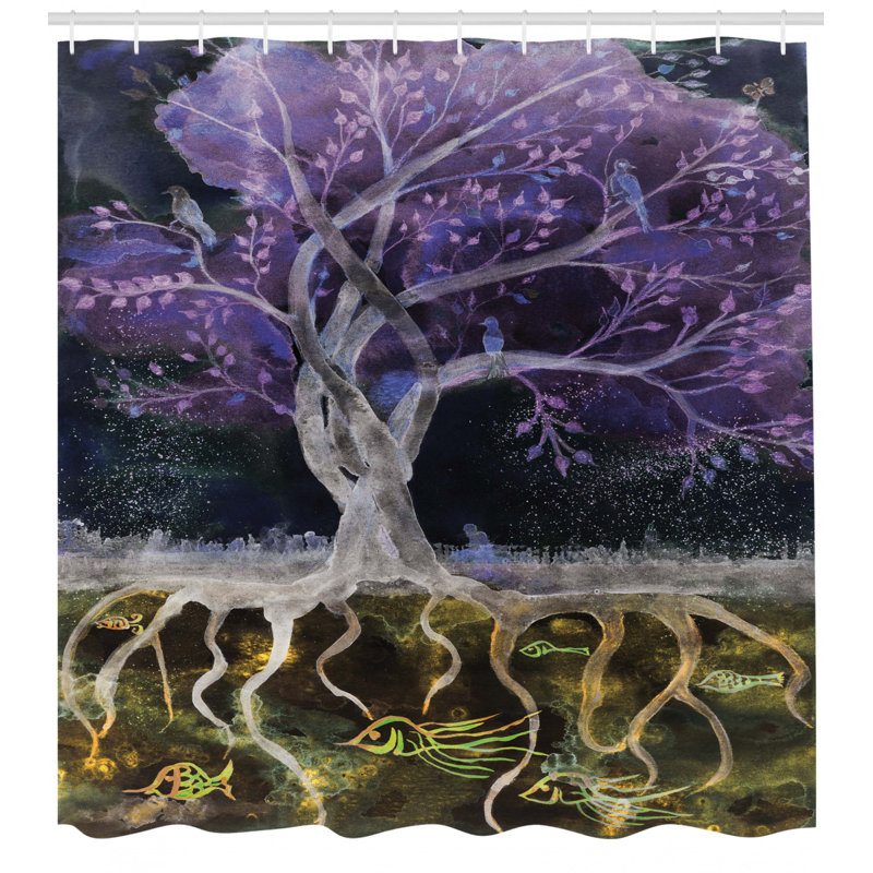 Ensemble de rideau de douche Tree of Life + crochets, H 69 po x l 105 po