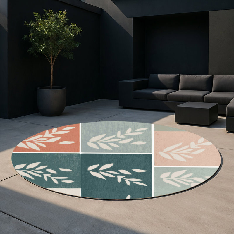 Tapis intérieur et extérieur Serene Blossom, Rond 5 pi
