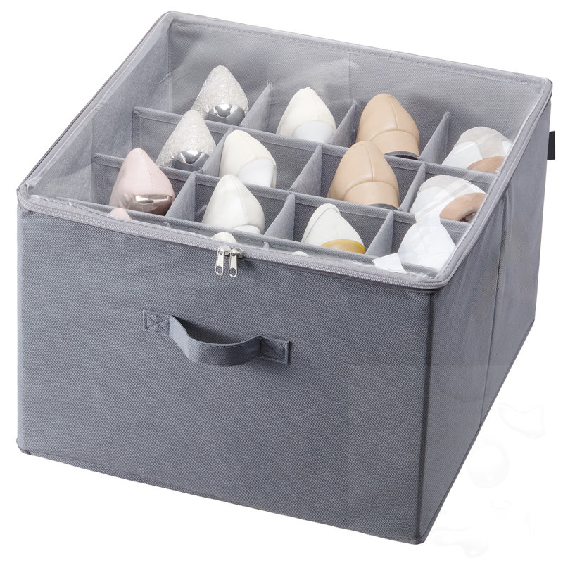 1 paquet de rangement pour chaussures sous le lit, 16 compartiments avec séparateurs réglables