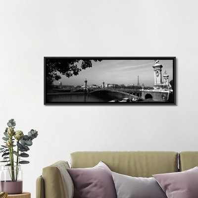" Pont Alexandre III And A Distant Eiffel Tower In B&W, Paris, Ile-de-France, France " Color Photography