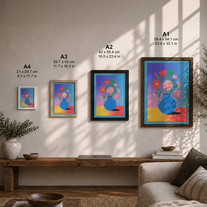 Blooms and Colour Modern - Framed Print, Unframed, A4 - 29.7 x 21.0 cm