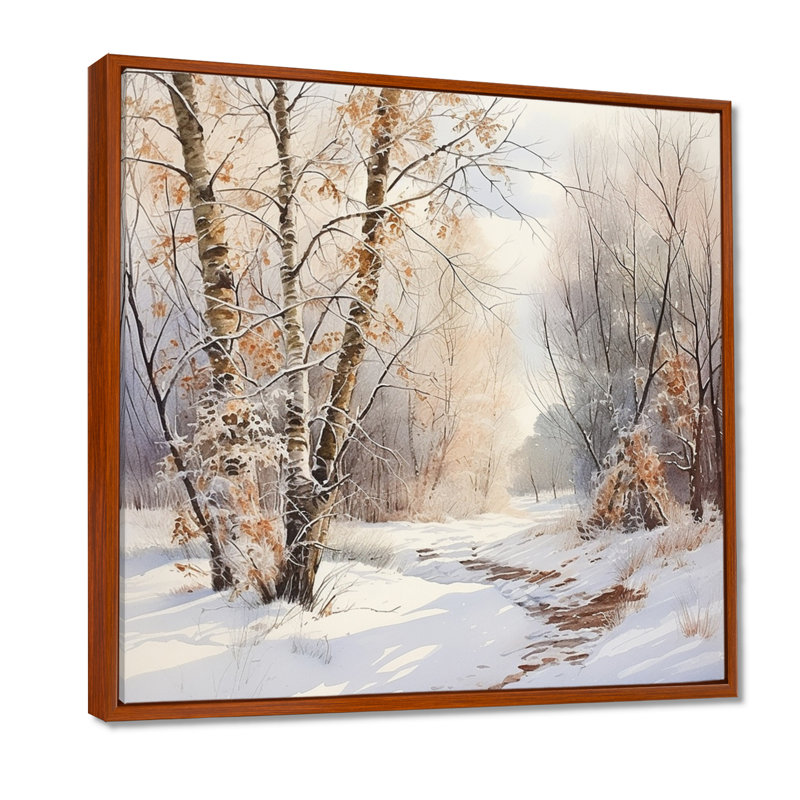 «Trees Charm In Winter - Tree», art mural sur toile, H 24 po x l 24 po x P 1 po, Cadre flottant brun