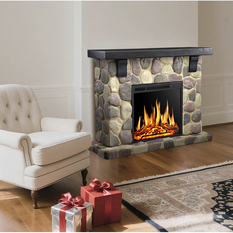 Electric Fireplace Tv Stand  Holds 55" Tv, 7 Flame Brightness Settings, 750W/1500W Heate, Etl Certified, Remote & Manual Control, Premium Magnesium Oxide, Modern Home Decor