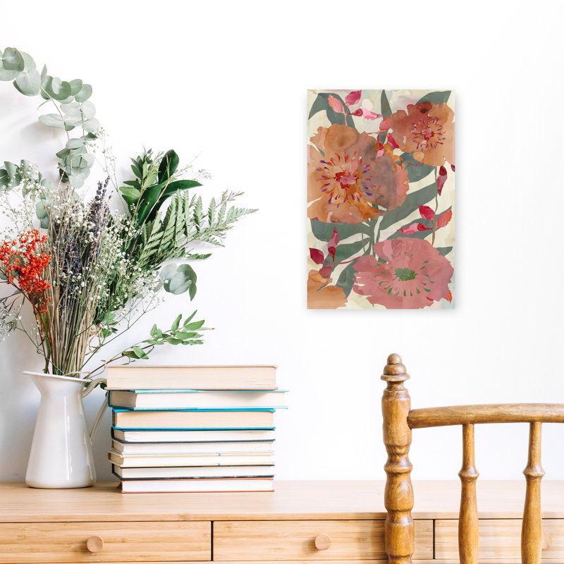 «Warm Floral Blooms Abstract Organic Flower Nature», reproduction d'art murale, H 18 po x l 12 po