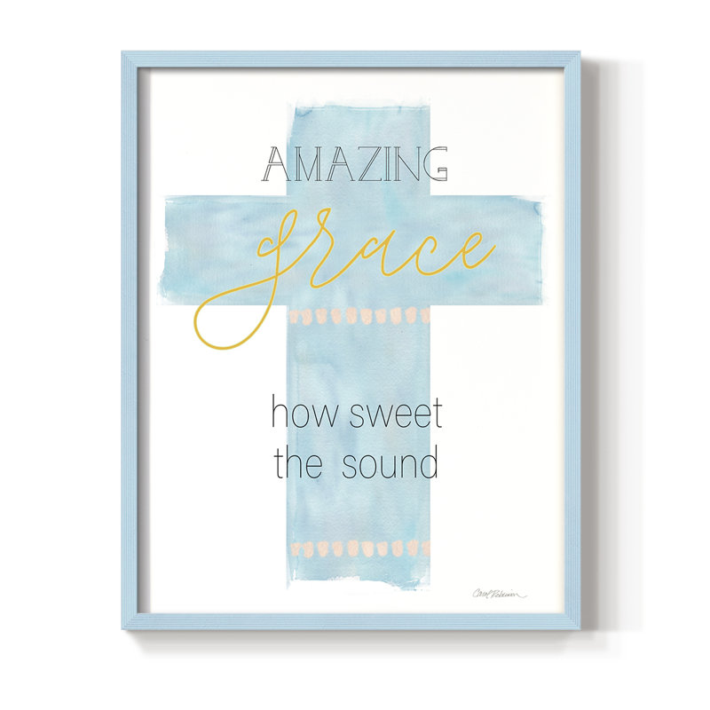 Impression encadrée «Amazing Grace» - bois massif, Bleu, 21" H x 17" W