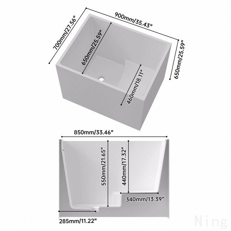 Free Standing Soaker Acrylic Bath-Tubs, Rectangular Shape Soaker Hot Tub