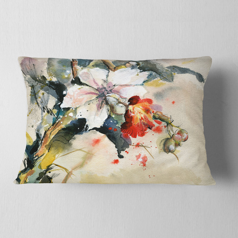 Orchid in Bloom - Floral Printed Throw Pillow, Rectangle, 12" x 20"