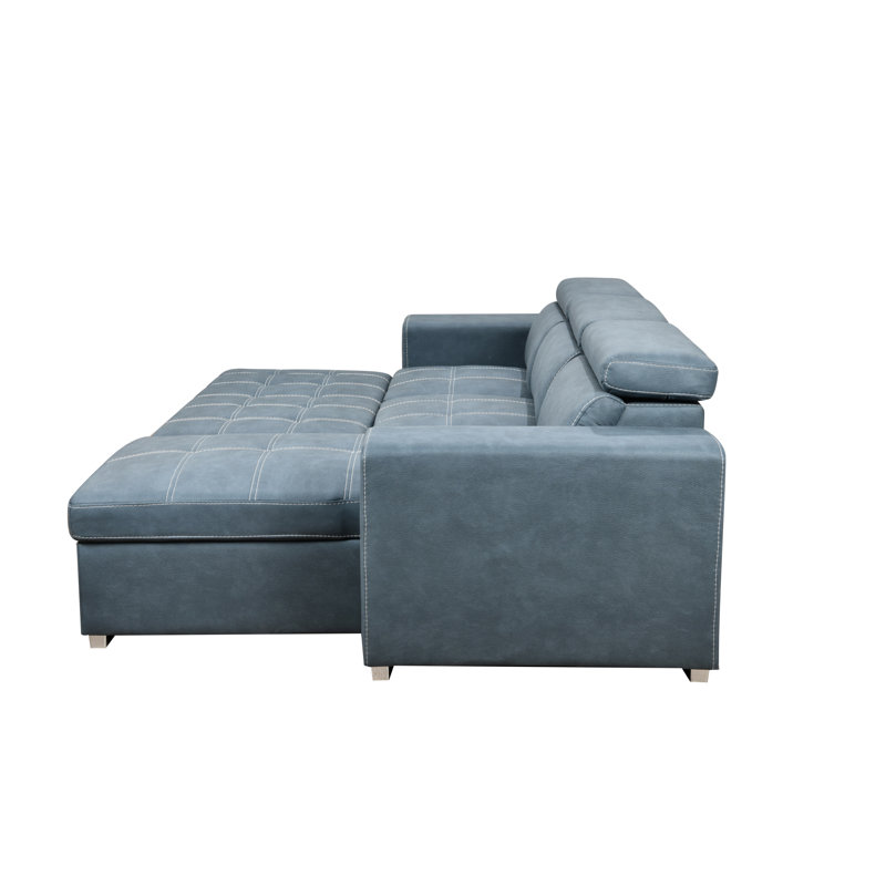 Huratio 102.7'' L Shape Sectional Sleeper Sofa 2 in 1 Convertible Sectional Sofa with Pull Out Bed, Storage Chaise And 2 Stools