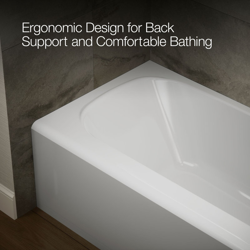 Avec 60 In. X 30 In. Alcove Bath, Left Drain, White, Right