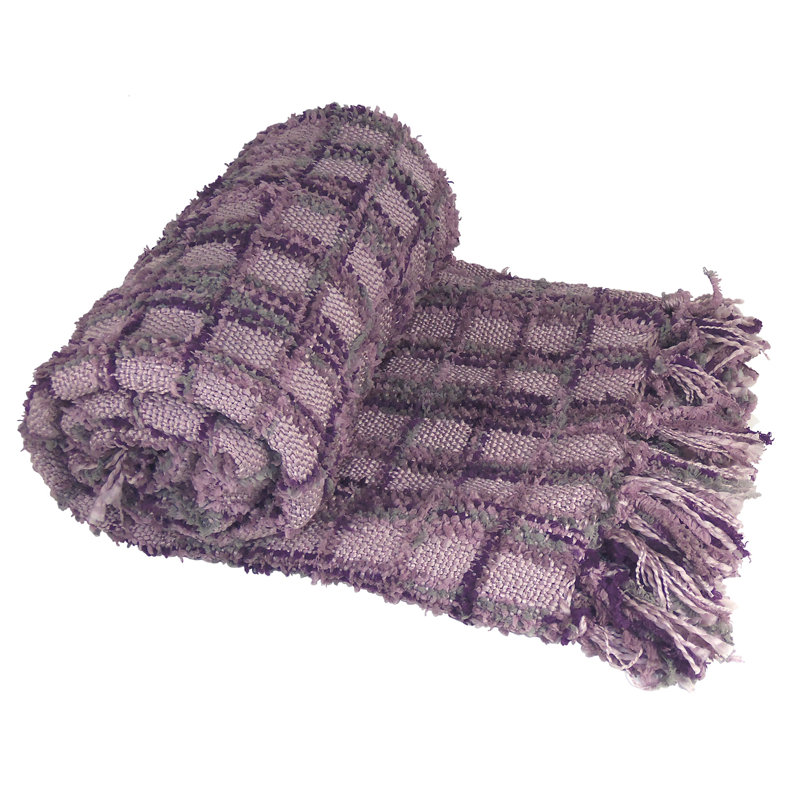 Jeté tricoté en chenille multicolore, Prune foncée, 60 po x 80 po