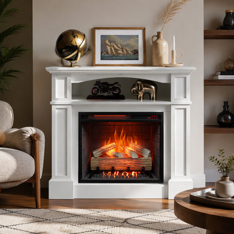 23 Inch Infrared  Heating Electric Fireplace Insert, With Log Set & Realistic Flame, Remote Control With Timer, Overheating Protection