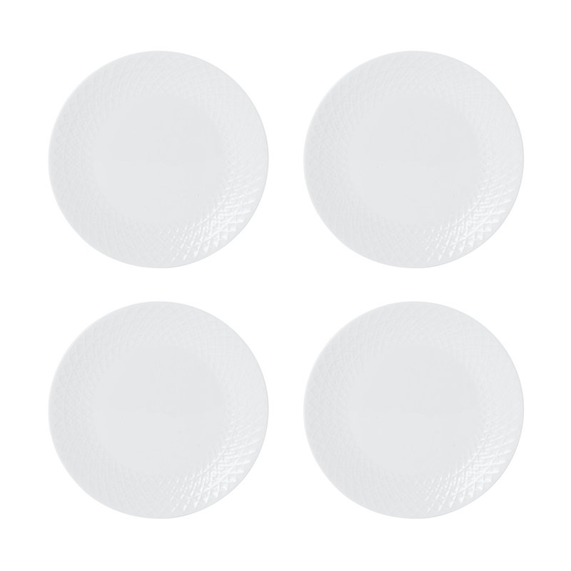 White Porcelain Round Dinnerware Set, Service for 4