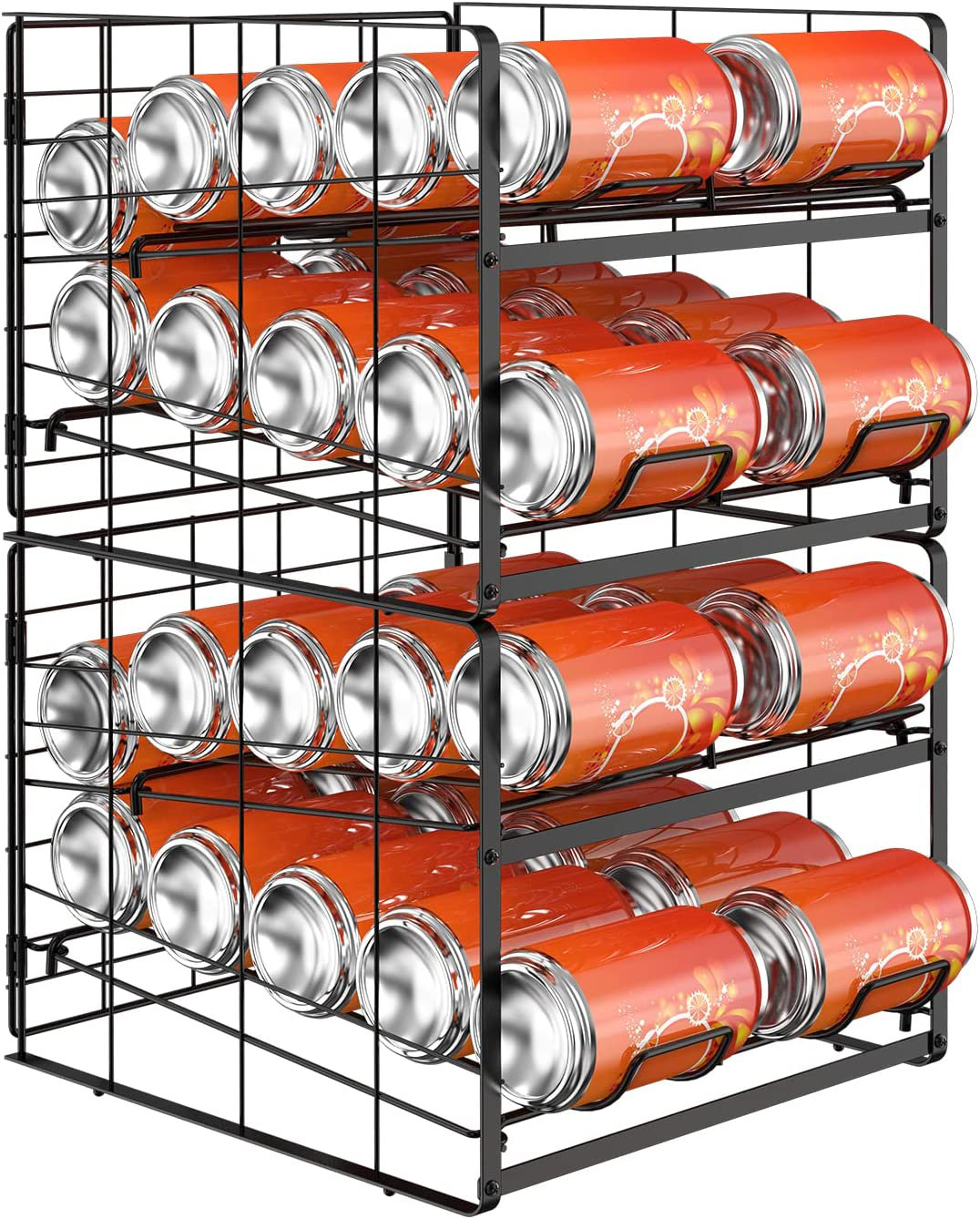 4 Tier Can Organizer Stackable Soda Can Storage Rack Holder for Cabinets 40  Cans