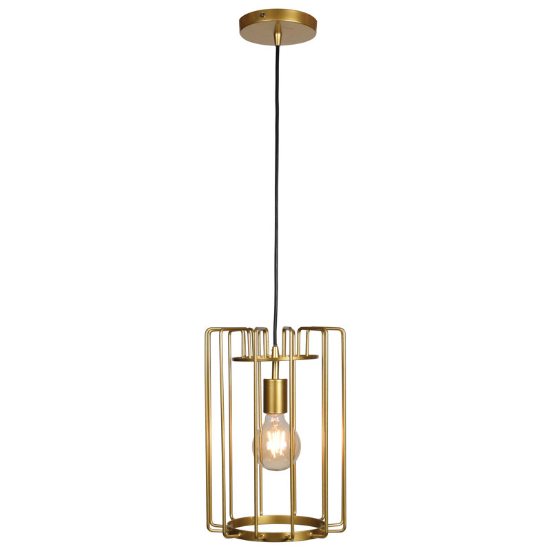 Luminaire suspendu cylindrique à 1 lumière Mcelrath, Or
