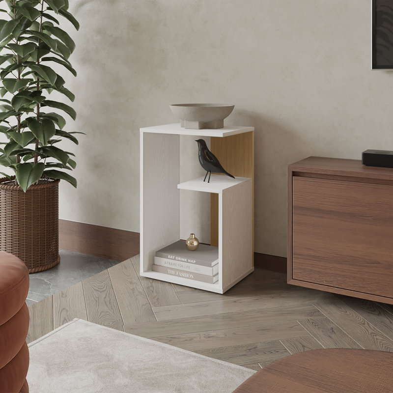 Vega Side Table, White/Light Oak