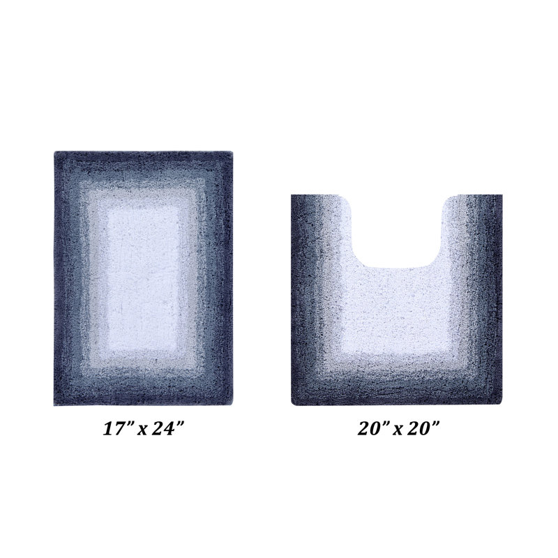 Ensemble de tapis pour salle de bain 2 pièces 100% coton 1615 g / m² Torrent, 2 pièces (17 po x 24 po | 20 po x 20 po), Gris