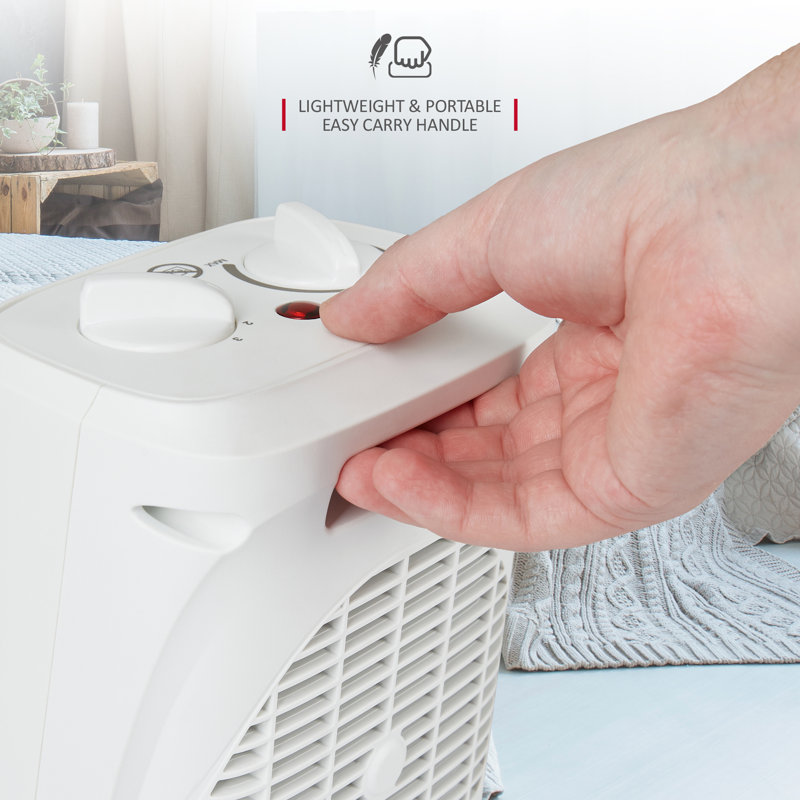 NETTA 2000W Mini Fan Heater with Adjustable Thermostat, 3 Heat Settings & Carry Handle, White