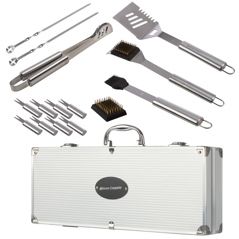 16-Pc BBQ Grill Tools Set - Barbecue Tool Kit with Aluminum Case for Home Grilling