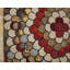 Antique Artistic Colorful Radiating American Floral Folk Art Penny Design Hooked Rug