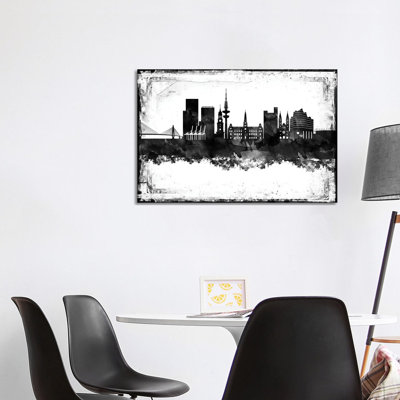 Hamburg Black And White Film by WallDecorAddict - Wrapped Canvas Print