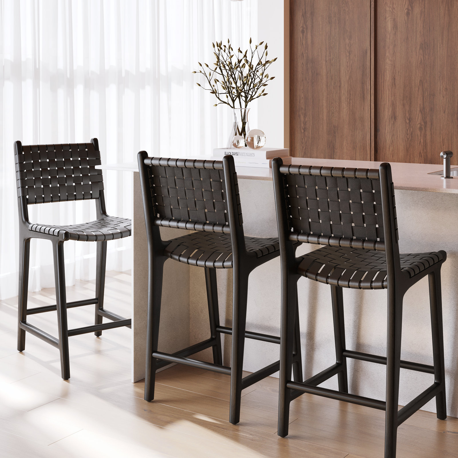 25" Bar Stool, Havana Black / Black