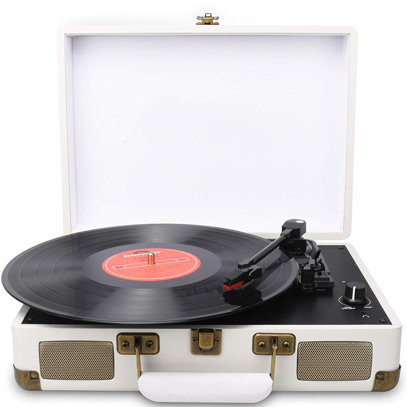 Tourne-disque 3 vitesses avec haut-parleurs stéréo intégrés DIGITNOW, Blanc