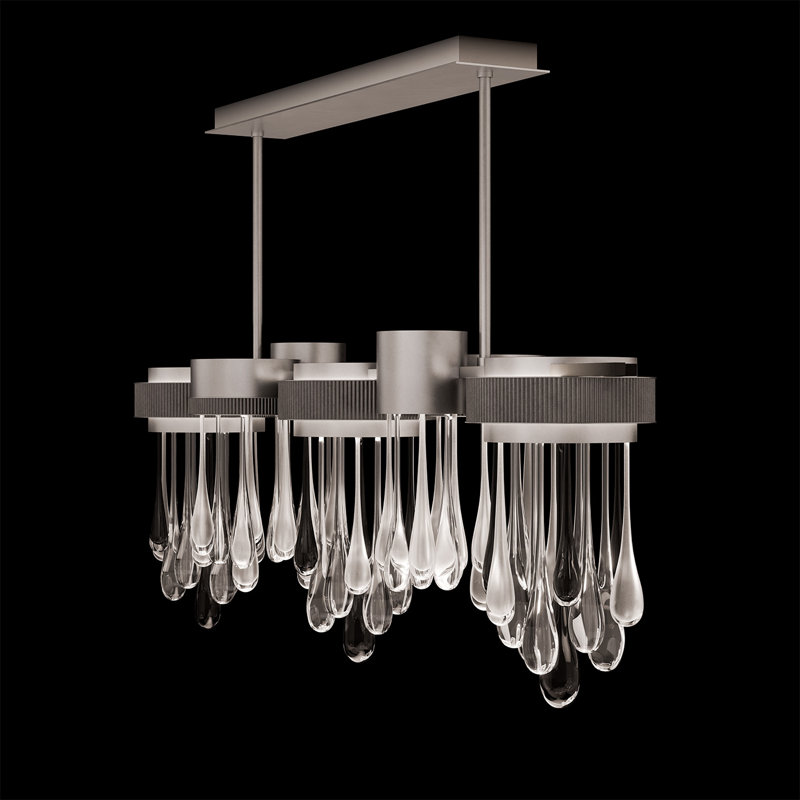 Rain 56.25"W Linear Pendant, Ombre Silver