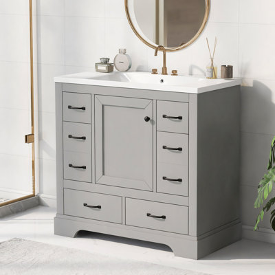 Ensemble de meuble-lavabo 36 po avec évier, six tiroirs, diviseur de tiroir multifonctionnel, tablette réglable