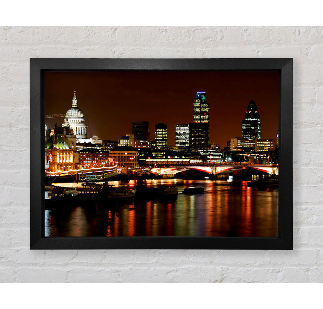 London Thames Night Lights - Einzelne Bilderrahmen Kunstdrucke